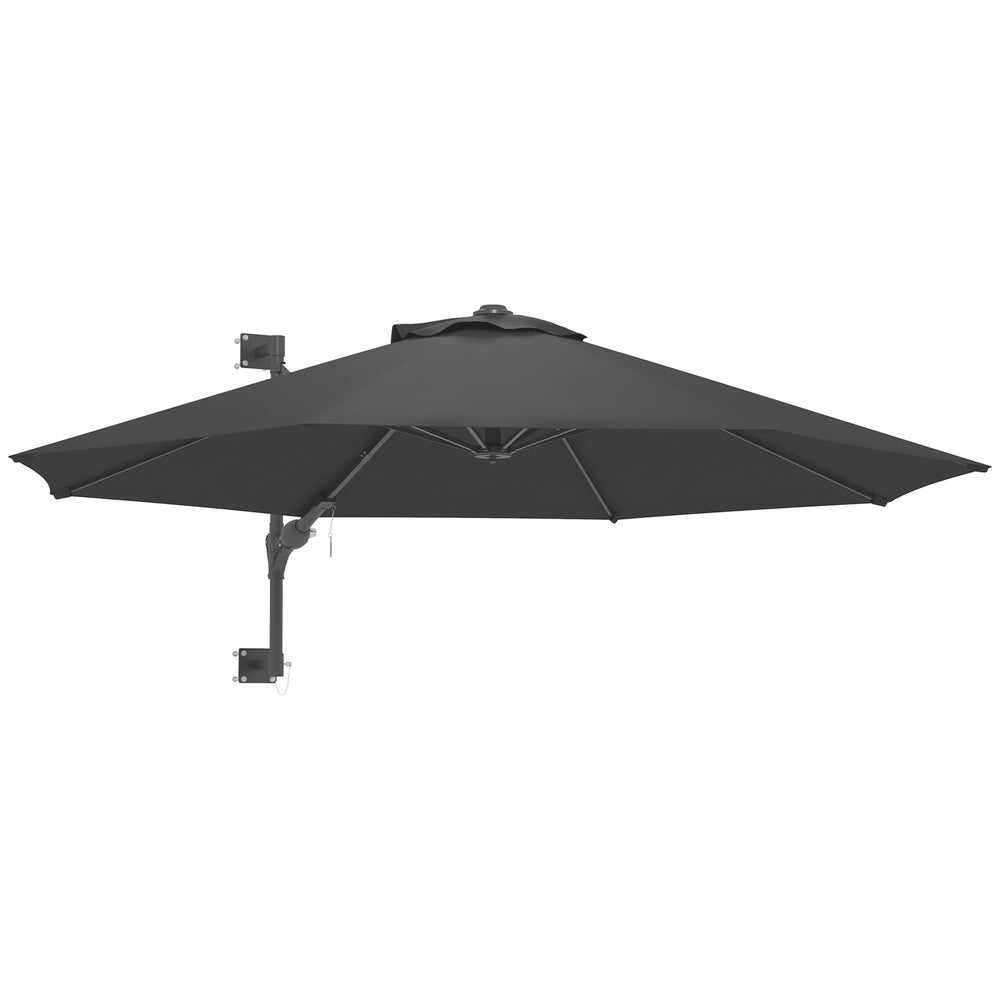 Wall Mounted Umbrella with Vent, Garden Patio Parasol Umbrella Sun Shade Canopy, Charcoal Grey