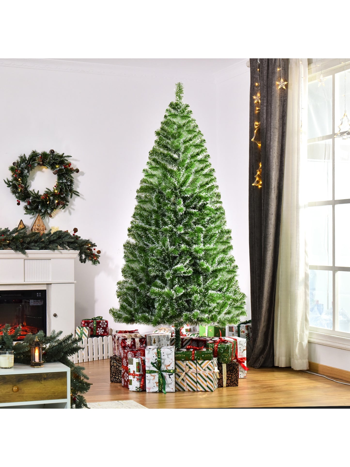 7FT Home Decoration Artificial Christmas Tree Xmas Gift Metal Stand