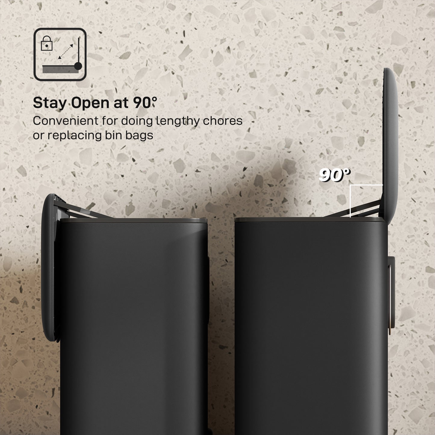 8L Hanging Kitchen Bin, Rubbish bin w/ Stay-Open Lid for Under Sink