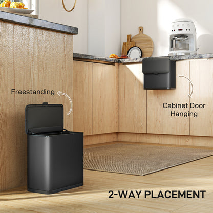 8L Hanging Kitchen Bin, Rubbish bin w/ Stay-Open Lid for Under Sink