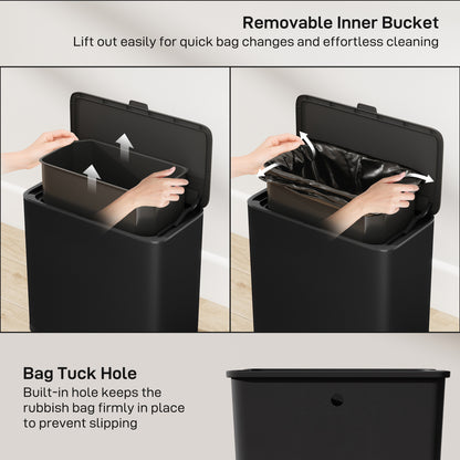 8L Hanging Kitchen Bin, Rubbish bin w/ Stay-Open Lid for Under Sink