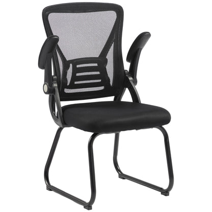Office Chair with Mesh Backrest and Steel Legs, Black