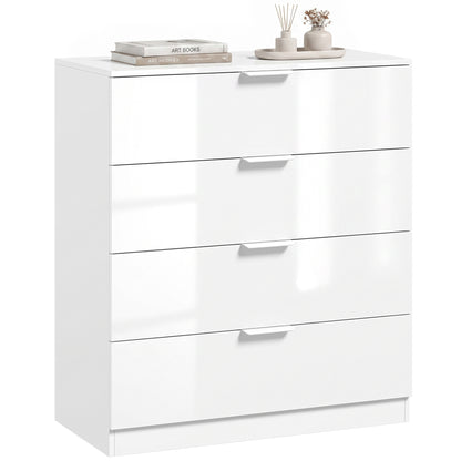 High Gloss 4-Drawer Chest of Drawers with Smooth Runners, White