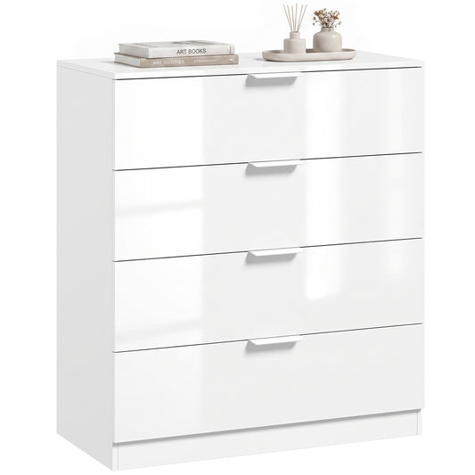 High Gloss 4-Drawer Chest of Drawers with Smooth Runners, White