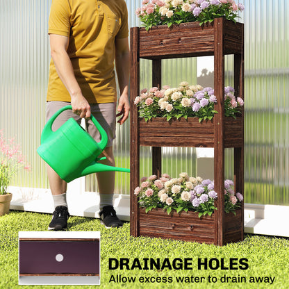 3-Tier Wooden Raised Planter, Raised Garden Bed on Legs