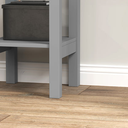 Bedside Table Set, End Table Set with Drawer and Storage Shelf, Grey