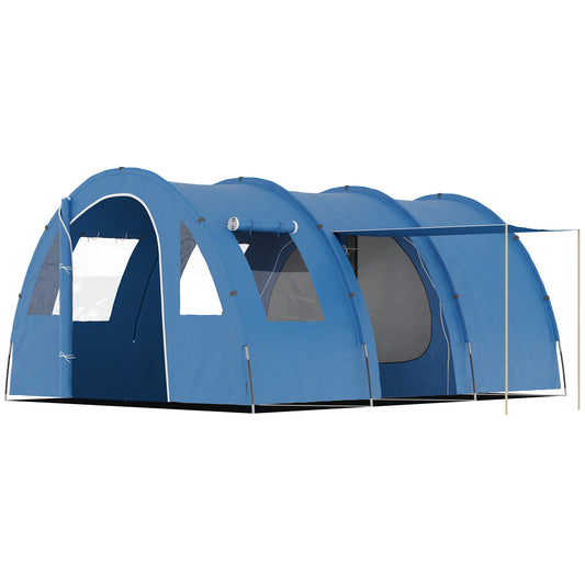 5-6 Man Family Tent Camping Tent with 2 Room and Carry Bag, Blue