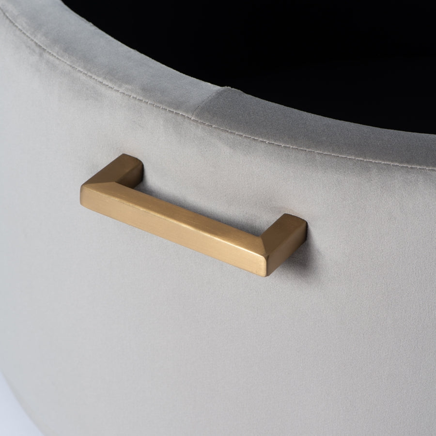 Aria Storage Ottoman – Dove Grey – Brass/Silver