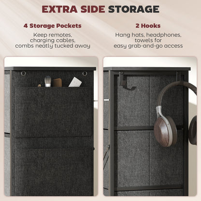 Fabric Chest of Drawers, 8 Drawer Dresser for Bedroom, Charcoal Grey