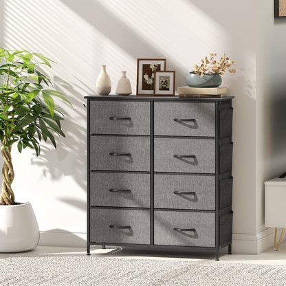 Fabric Chest of Drawers, 8 Drawer Dresser for Bedroom, Charcoal Grey