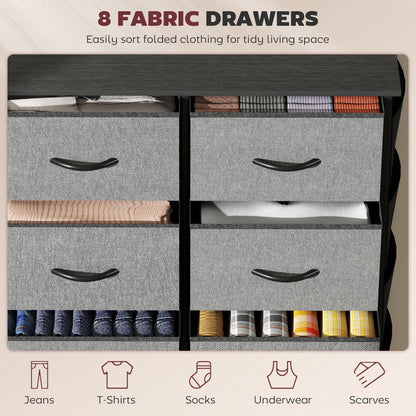 Fabric Chest of Drawers, 8 Drawer Dresser for Bedroom, Charcoal Grey