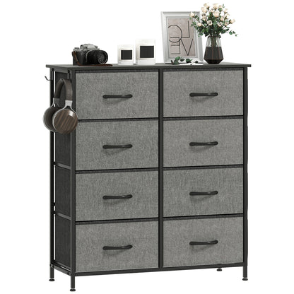 Fabric Chest of Drawers, 8 Drawer Dresser for Bedroom, Charcoal Grey