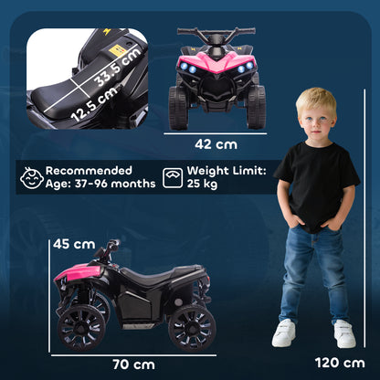 6V Electric Ride on Car, Kids ATV 4 Wheeler with Music and LED Headlights, Indoor Outdoor Toy Car for Ages 3-8 Years Boys and Girls, Pink