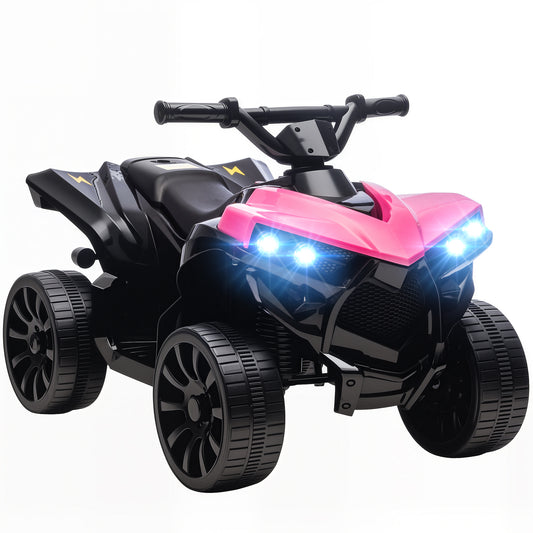 6V Electric Ride on Car, Kids ATV 4 Wheeler with Music and LED Headlights, Indoor Outdoor Toy Car for Ages 3-8 Years Boys and Girls, Pink