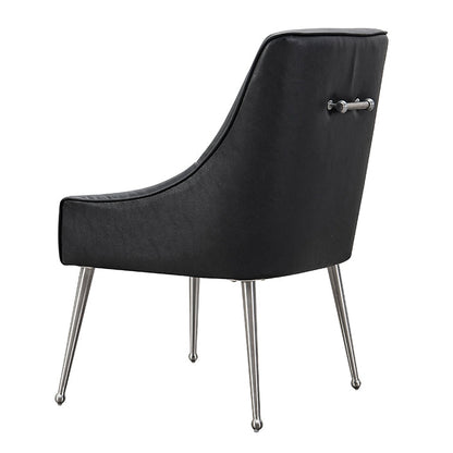 Mason Dining Chair Black Faux Leather - Brushed Silver Legs