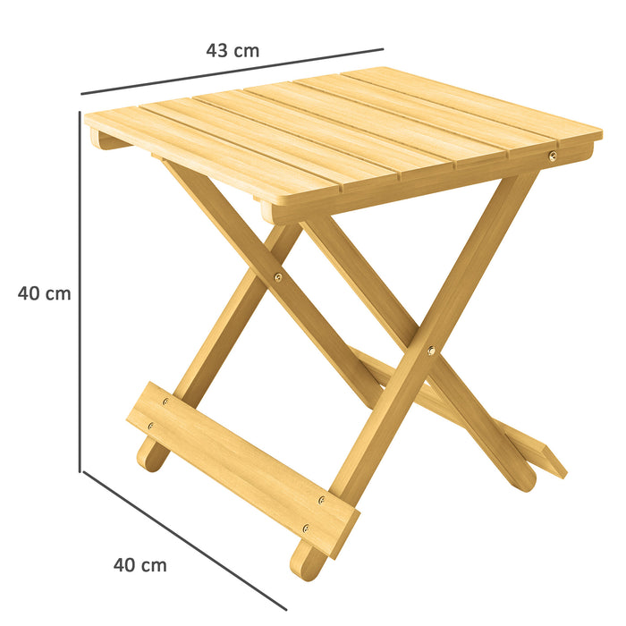 Wooden Folding Garden Table, Folding Side Table, Nature Wood Finish