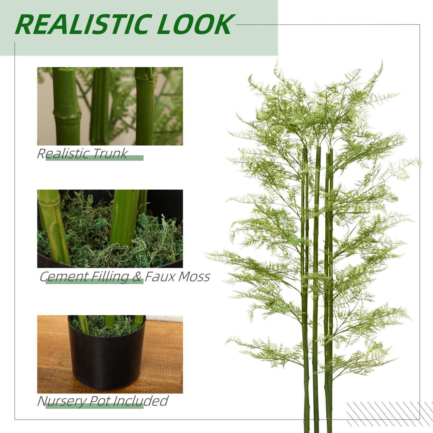 Decorative Artificial Plants Asparagus Fern Tree in Pot Fake Plants for Home Indoor Outdoor Decor, 155cm