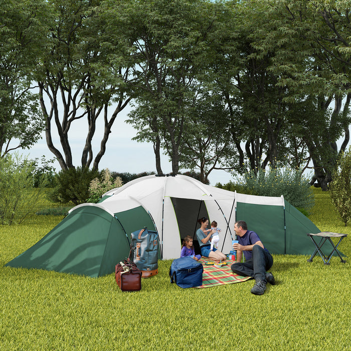 6-9 Man Tent with Bedrooms and Living Room, Accessories Included