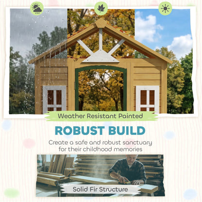 Outdoor Playhouse, Wooden Wendy House with Door, 2 Flower Boxes
