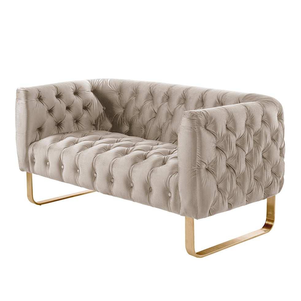 Grosvenor Two Seat Sofa - Taupe - Brushed Brass