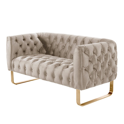 Grosvenor Two Seat Sofa - Taupe - Brushed Brass