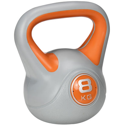8kg Kettle Bell with Handle for Home Gym, Orange and Grey