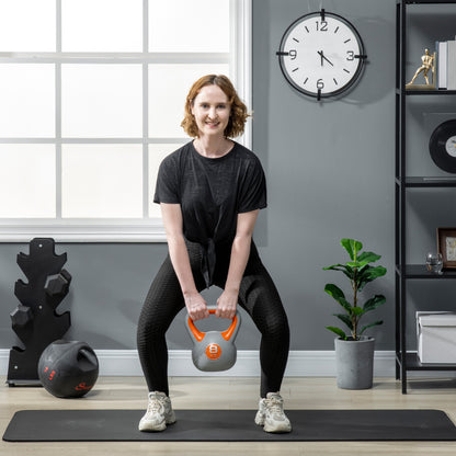 8kg Kettle Bell with Handle for Home Gym, Orange and Grey