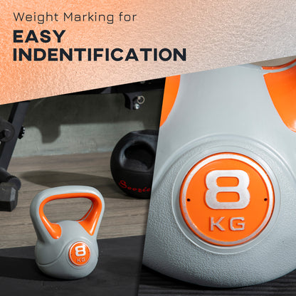 8kg Kettle Bell with Handle for Home Gym, Orange and Grey
