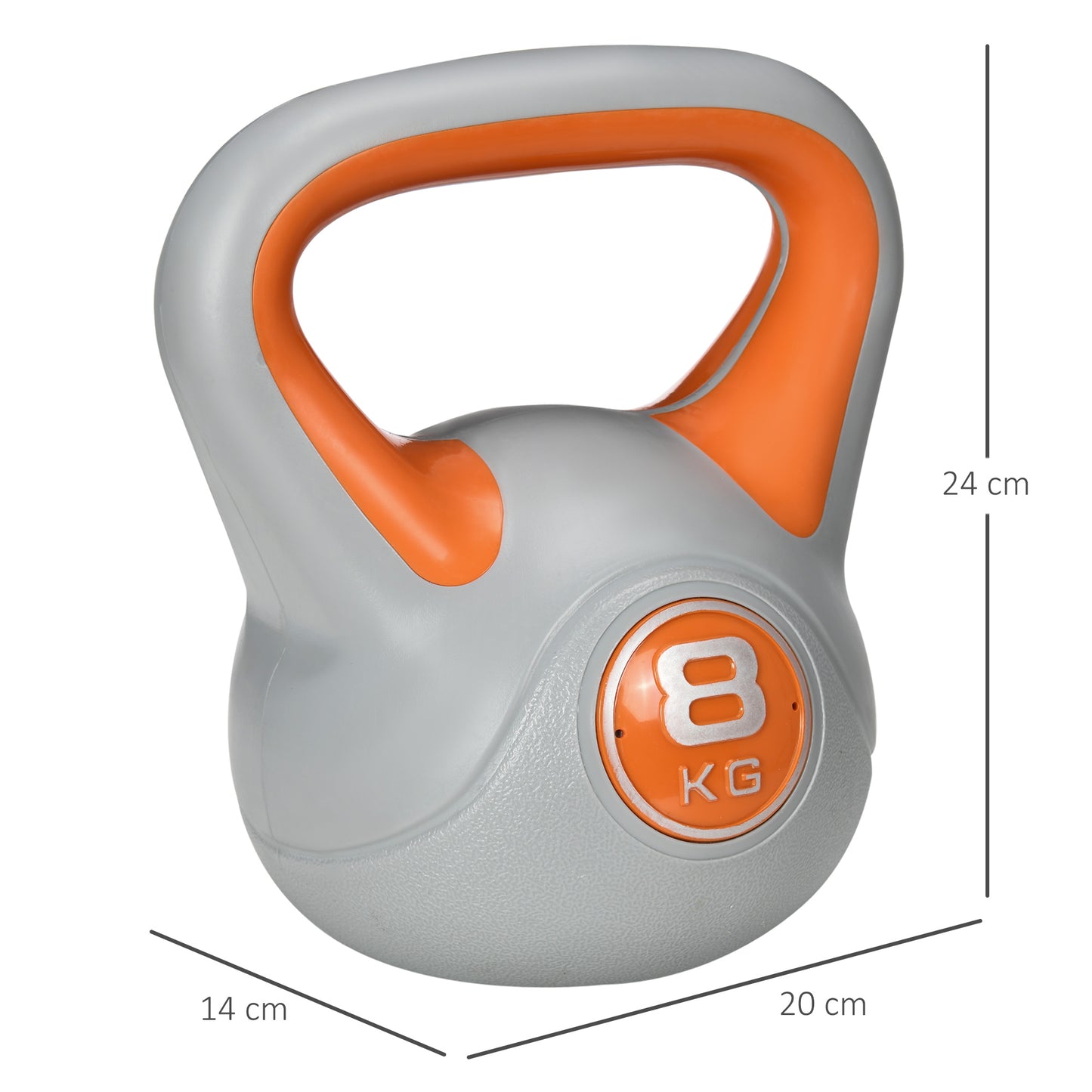 8kg Kettle Bell with Handle for Home Gym, Orange and Grey