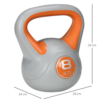 8kg Kettle Bell with Handle for Home Gym, Orange and Grey