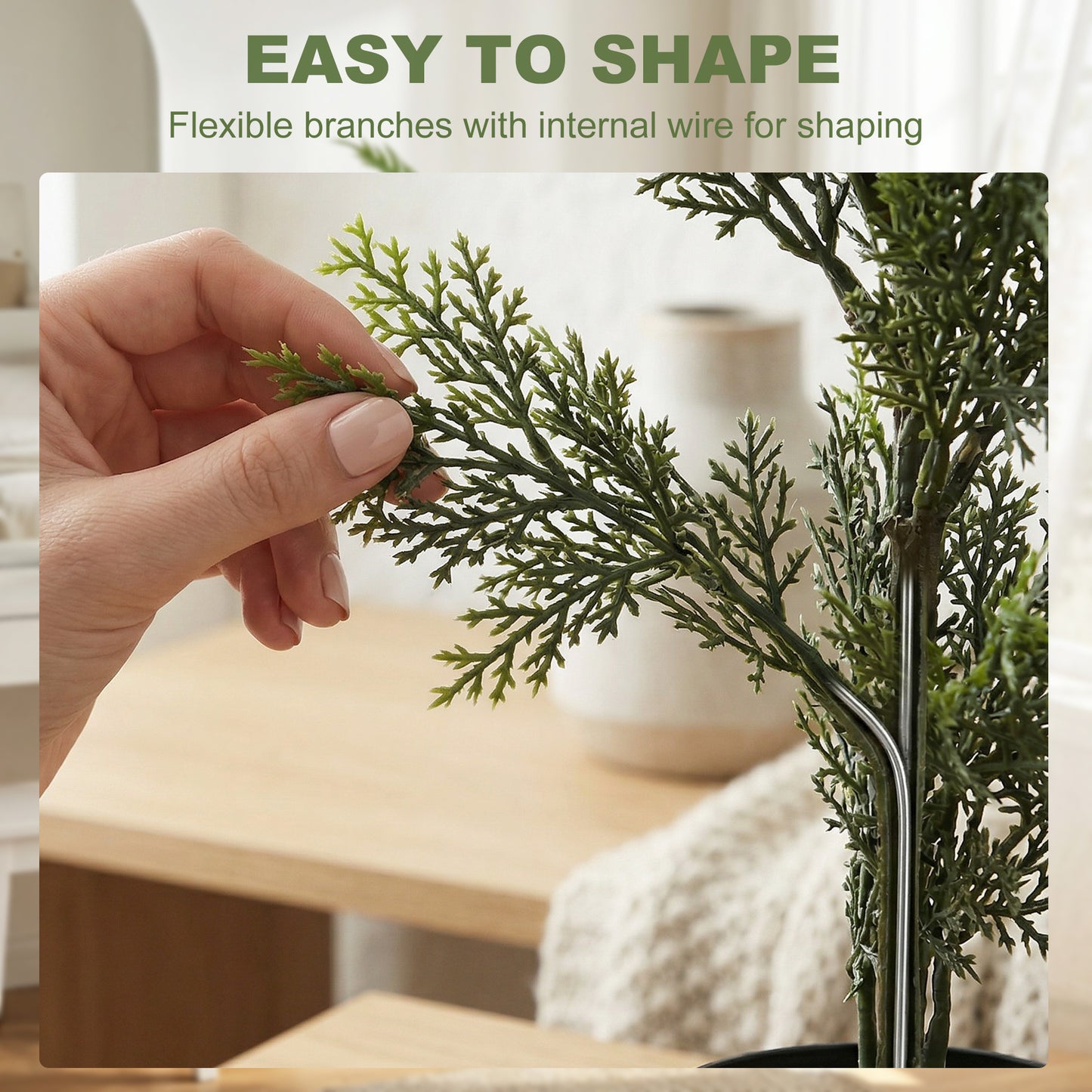 Set of 2 Decorative Artificial Plants Cypress in Weighted Pot, 120 cm Tall Fake Plant with 1092 Leaves for Home Indoor Outdoor Decor