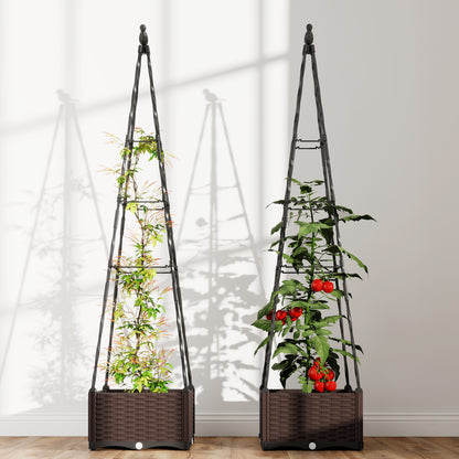 Raised Garden Bed Planter Box with Trellis and Self Watering