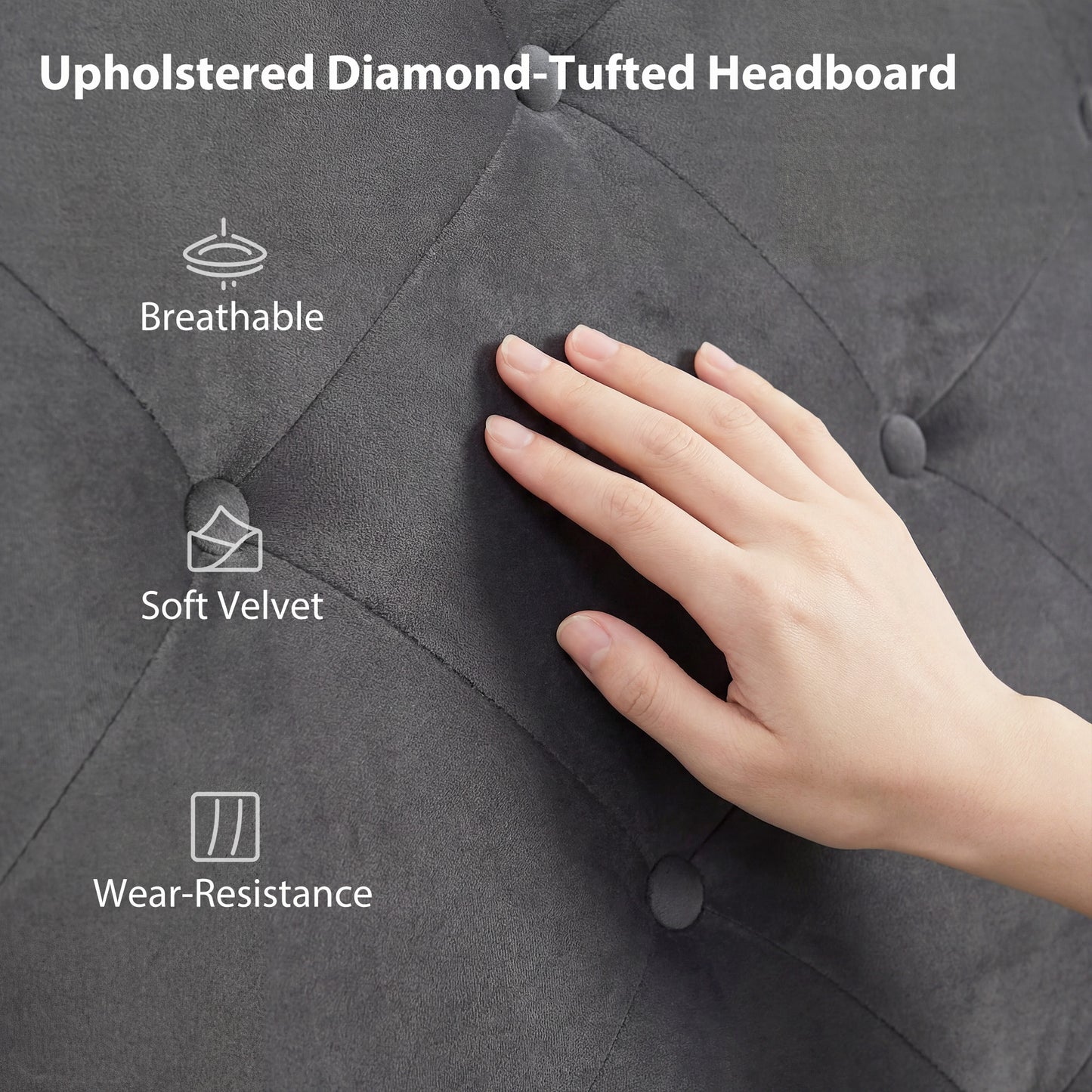 King Size Bed Frame Gas Side Lift Under Bed Storage Dark Grey