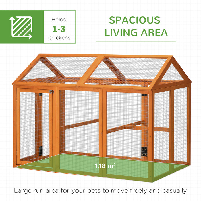 Chicken Run Coop, Wooden Chicken House for 1-3 Chickens, Hen House Duck Pen Outdoor w/ Combinable Design, Orange