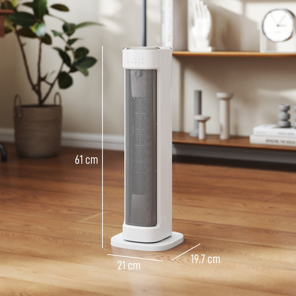 2000W Ceramic Electric Heater with 15-Hour Timer and Remote Control - White