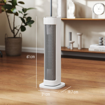 2000W Ceramic Electric Heater with 15-Hour Timer and Remote Control - White