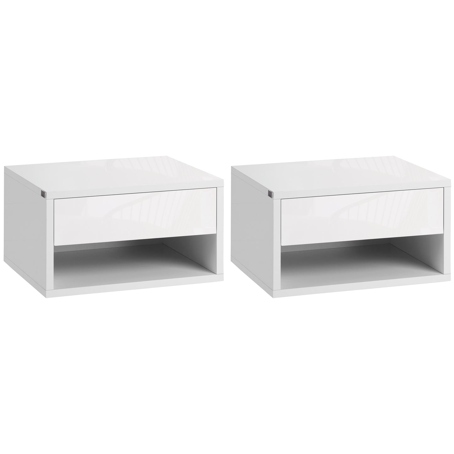 Floating Bedside Table Set of 2 Wall Mounted Nightstand W/ Drawer White