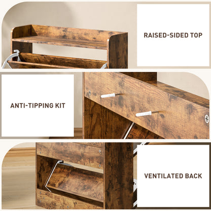 Narrow Shoe Cabinet Farmhouse Slim Shoe Storage Cabinet Rustic Brown