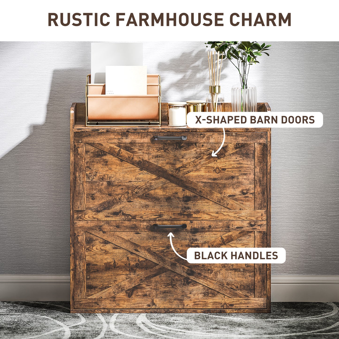 Narrow Shoe Cabinet Farmhouse Slim Shoe Storage Cabinet Rustic Brown