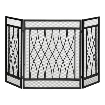 126cm 3-Panel Metal Folding Fireplace Screen Protective Guard Child Pet Home
