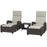 5-Piece Rattan Patio Reclining Chair Set with Footstools, Coffee Table, Cushions, for Outdoor Garden, Brown