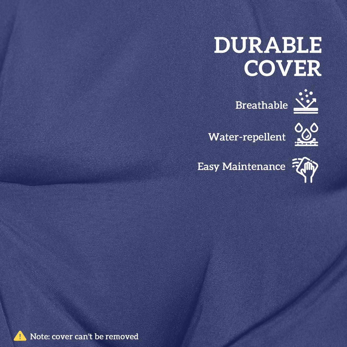 42 x 42cm Replacement Garden Seat Cushion Pad with Ties, Dark Blue