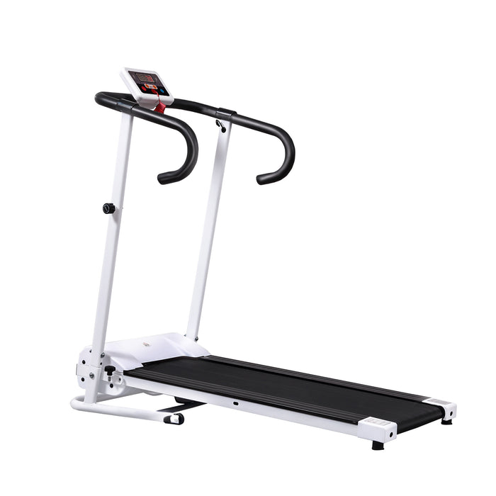 Steel Folding Motorized Home Treadmill w/ LCD Monitor White