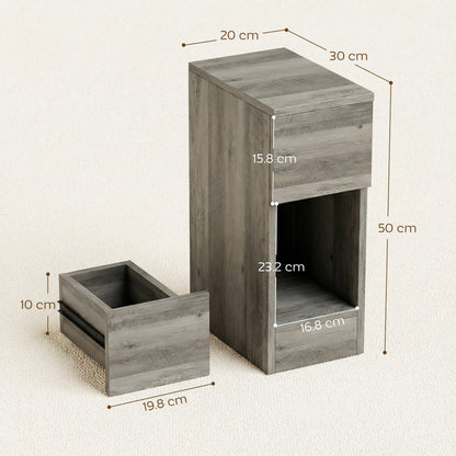 Bedside Tables Set of 2, Nightstands for Bedroom, Living Room, Grey