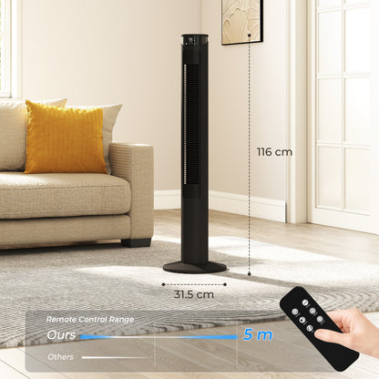 Tower Fan with WiFi Control 116 cm Black