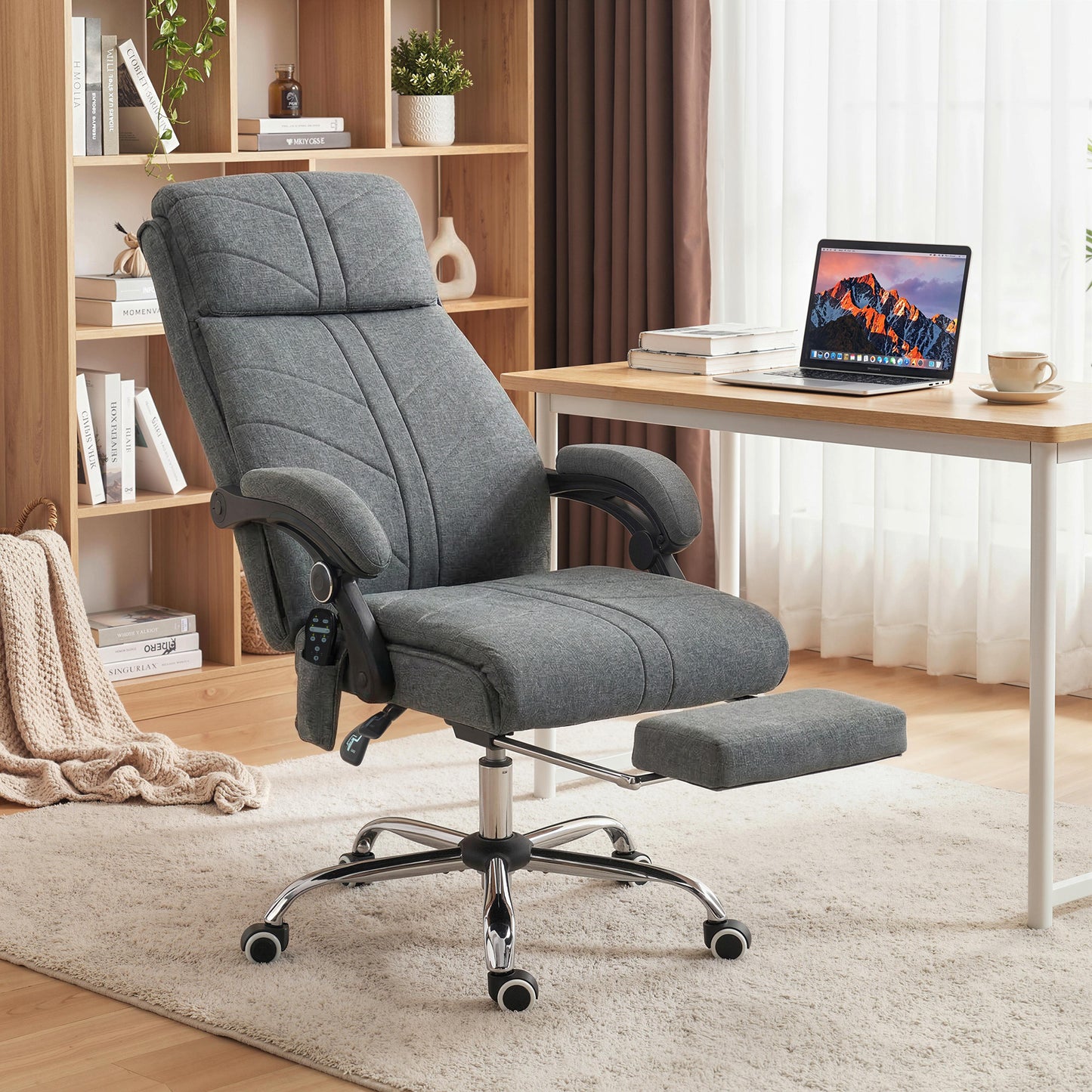 Vinsetto Vibration Massage Office Chair with Heat, Footrest, Grey