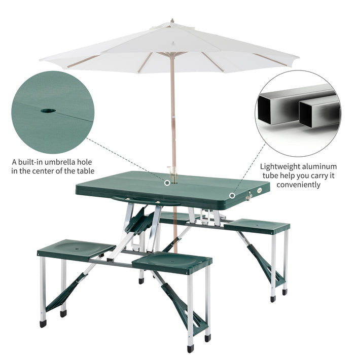 Folding Camping Table with Stools Set Aluminum Bench Picnic Garden Party BBQ Portable