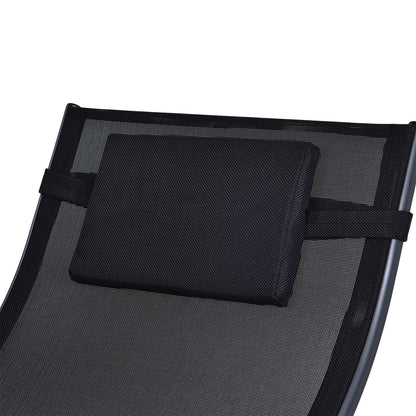 Patio Adjust Lounge Chair Rocker Outdoor w/ Pillow, Footrest- Black