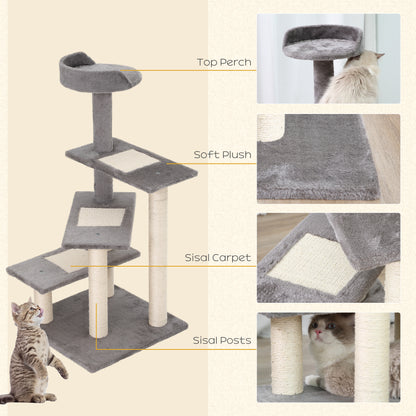 100 cm Cat Tree for Indoor Cats Kitten Scratch Scratching Post Climbing Tower Activity Center Grey