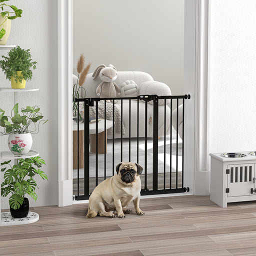 Metal 74-94cm Wide Adjustable Dog Gate Black